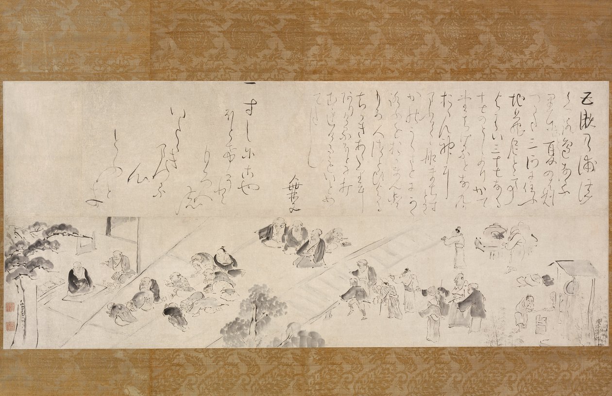 Groepspelgrimage naar de Jizo-non door Ike no Taiga