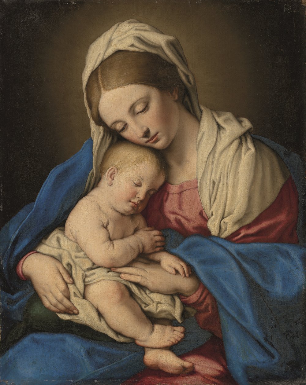 Madonna en kind (olieverf op doek) door Il (1609-85) Sassoferrato