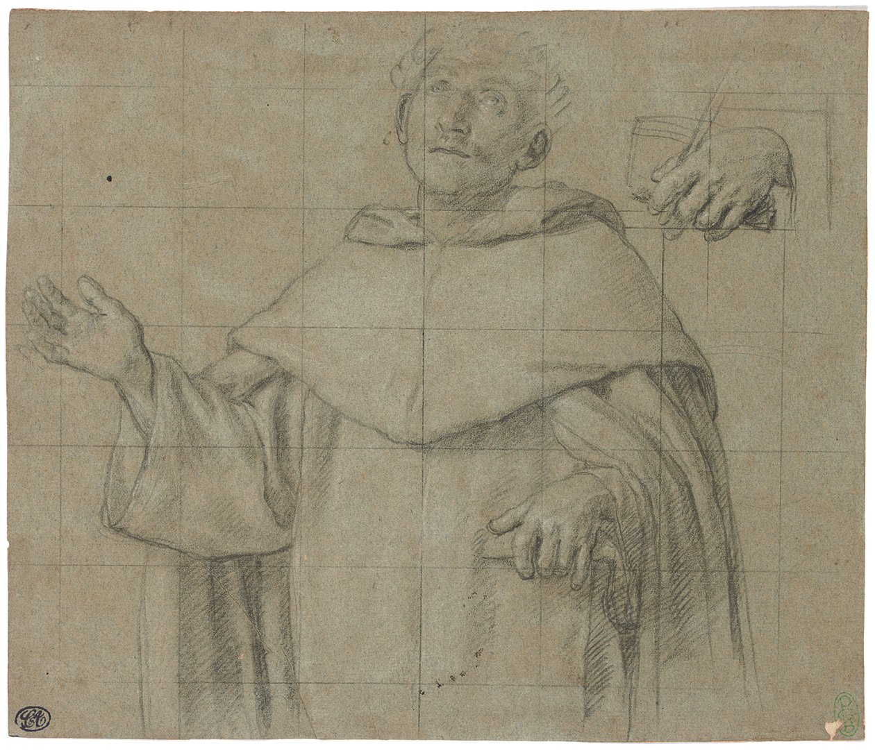 Een Dominicaanse heilige, mogelijk Sint-Pieter Martyr, halve lengte, met een boek door Il Sassoferrato