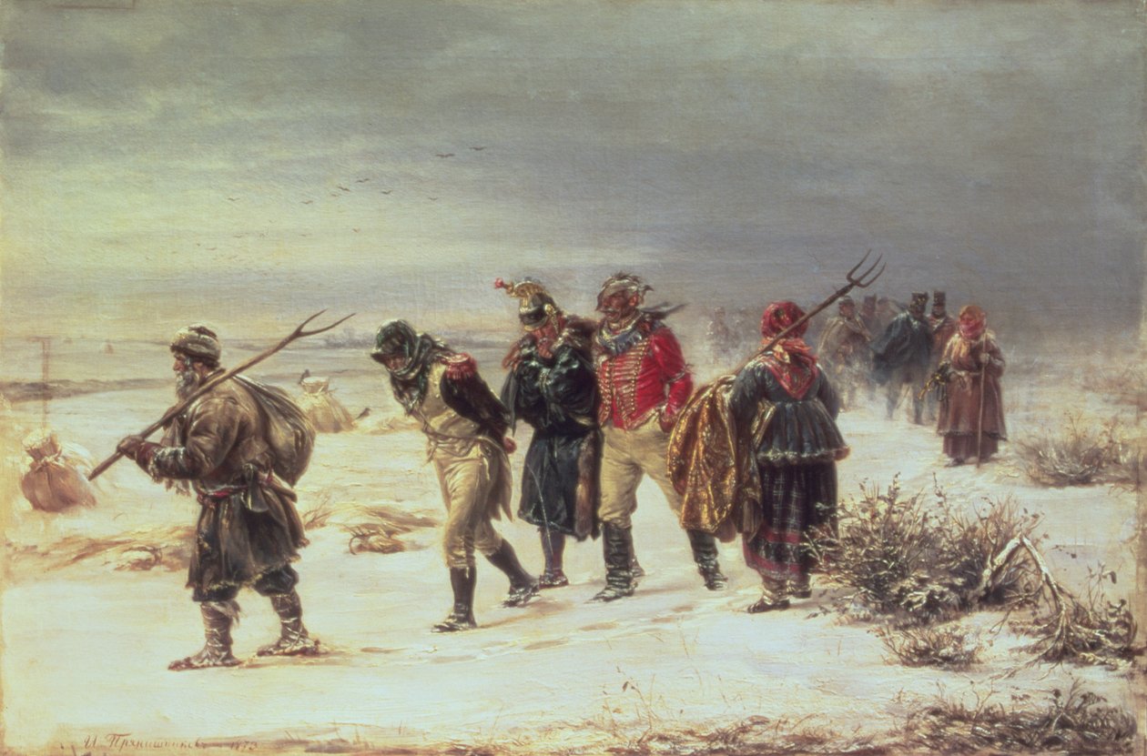 In het Jaar 1812 (De Terugtocht uit Moskou) 1873 door Illarion Mikhailovich Pryanishnikov