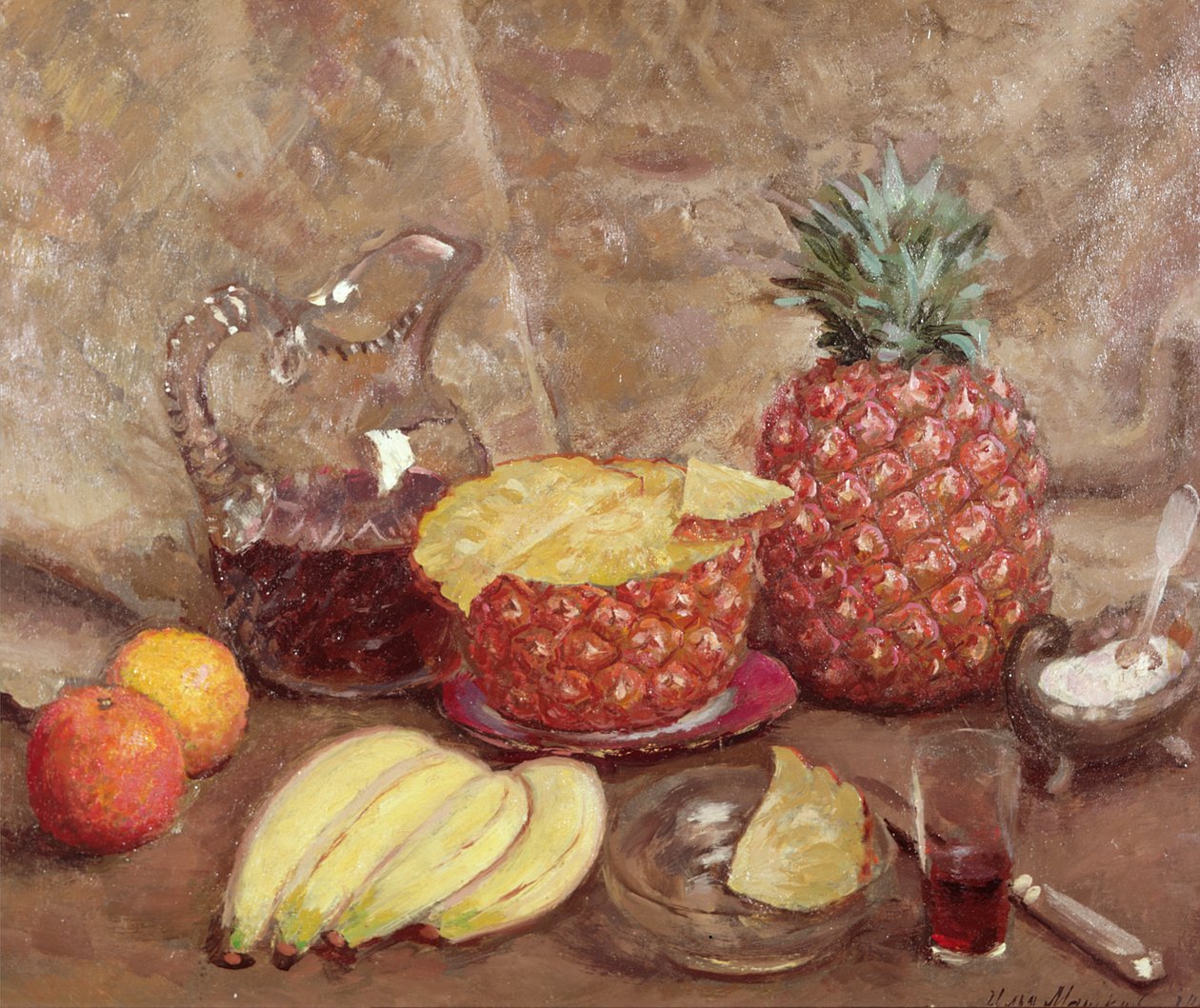 Stilleven met ananassen, 1938 door Ilya Ivanovich Mashkov