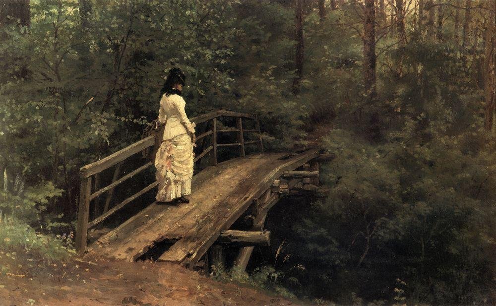 Zomerlandschap Vera Alekseyevna Repina op een brug in Abramtsevo door Ilya Efimovich Repin