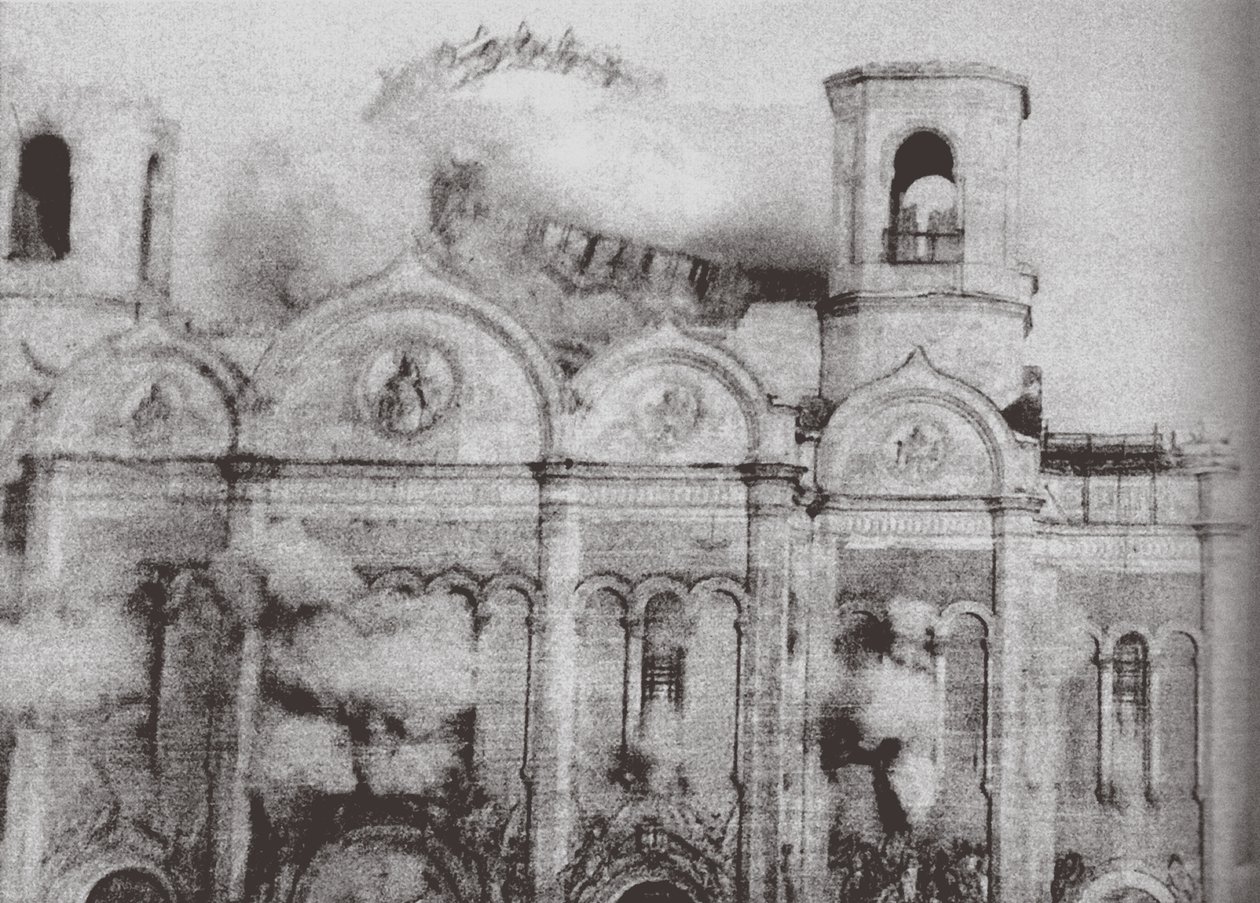 De Sloop van de Kathedraal van Christus de Verlosser in Moskou, 1931 door Ilya Arnoldovich Ilf