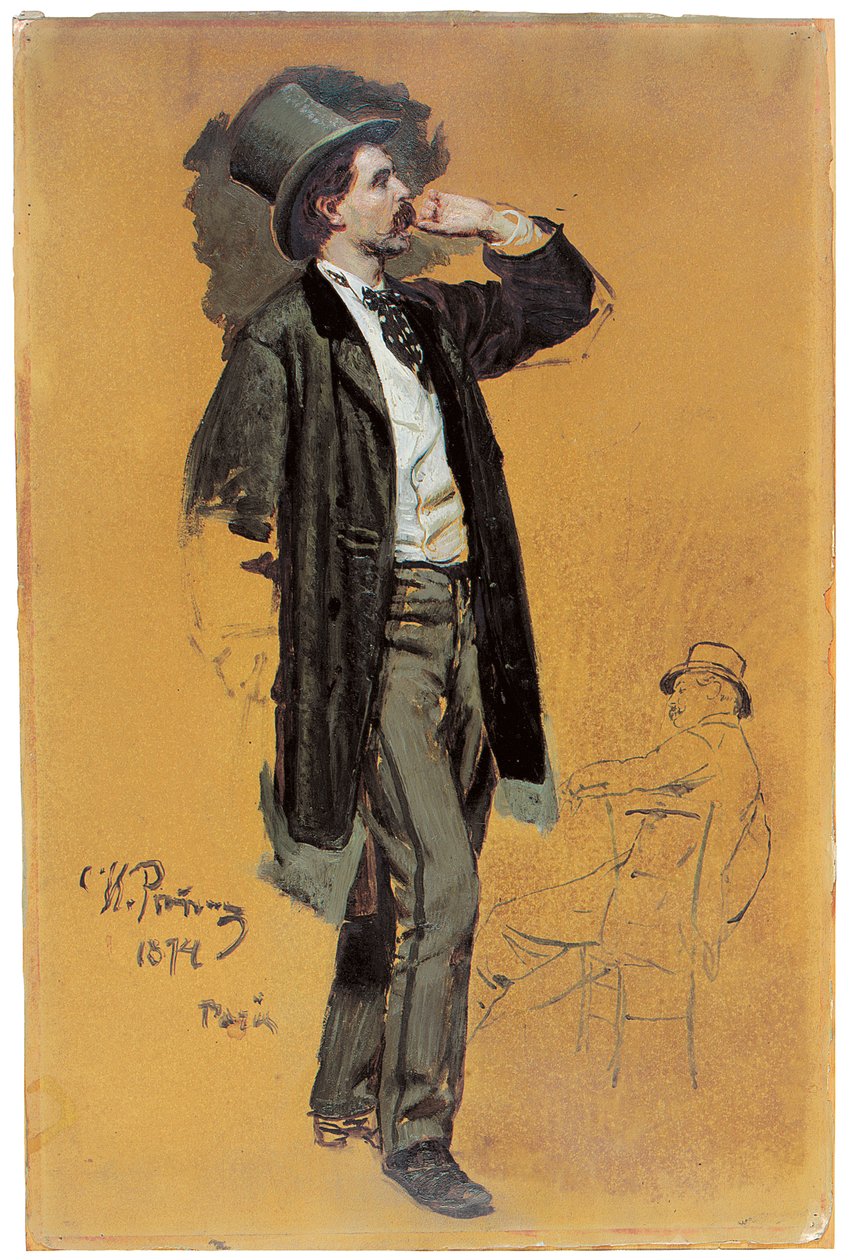 Een studie voor "Een Parijse café" door Ilya Efimovich Repin