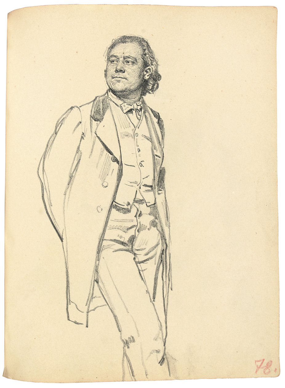 Figuur van een staande man, ca. 1872-1875 door Ilya Efimovich Repin