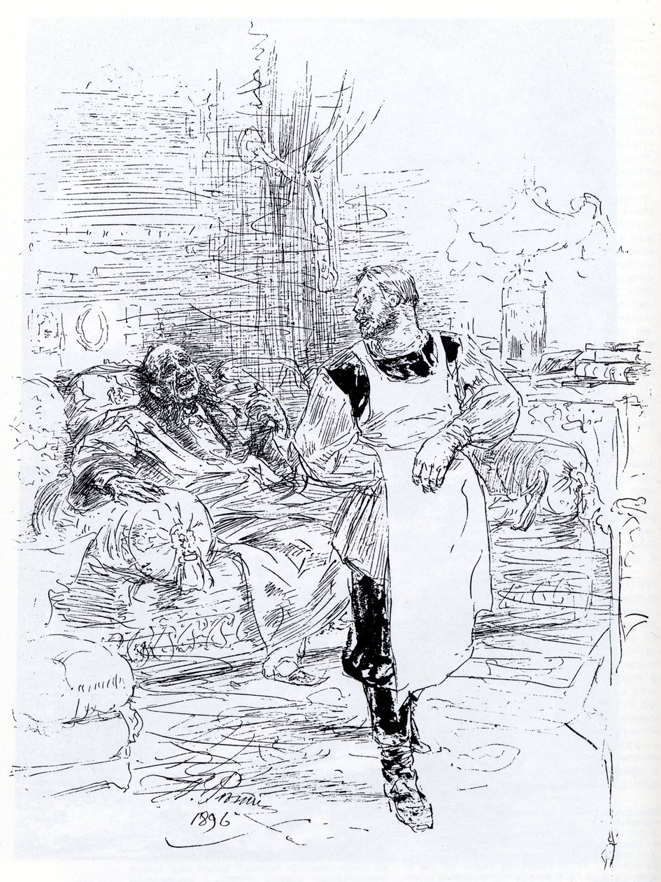 Illustratie voor de roman De dood van Ivan Iljitsj door Leo Tolstoy, 1896 door Ilya Efimovich Repin