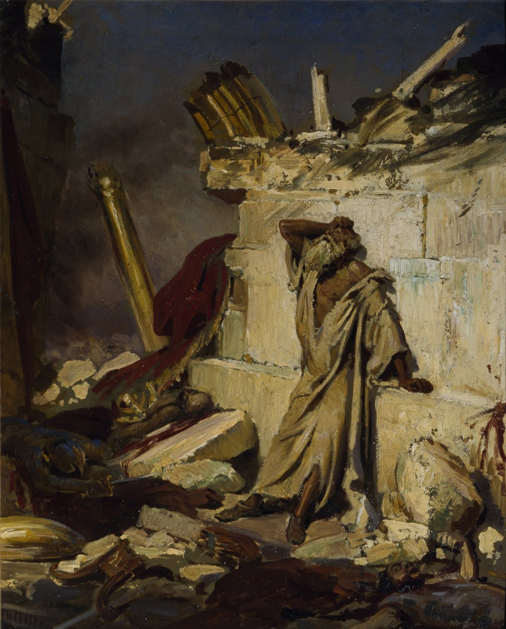 Jeremia treurt over de Verwoesting van Jeruzalem, 1870 door Ilya Efimovich Repin