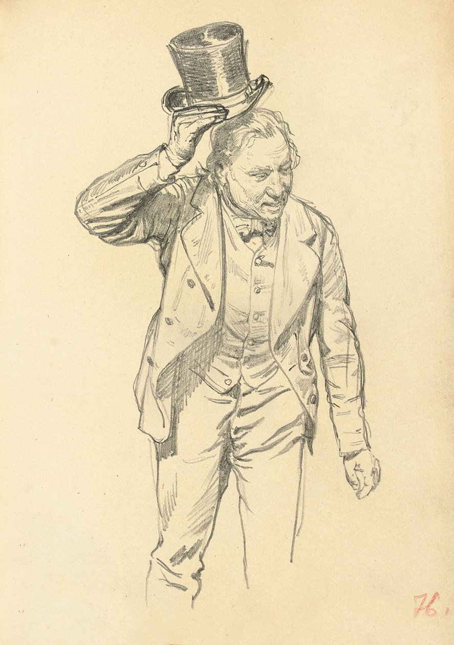 Man die zijn hoed afneemt, c. 1872-1875 door Ilya Efimovich Repin