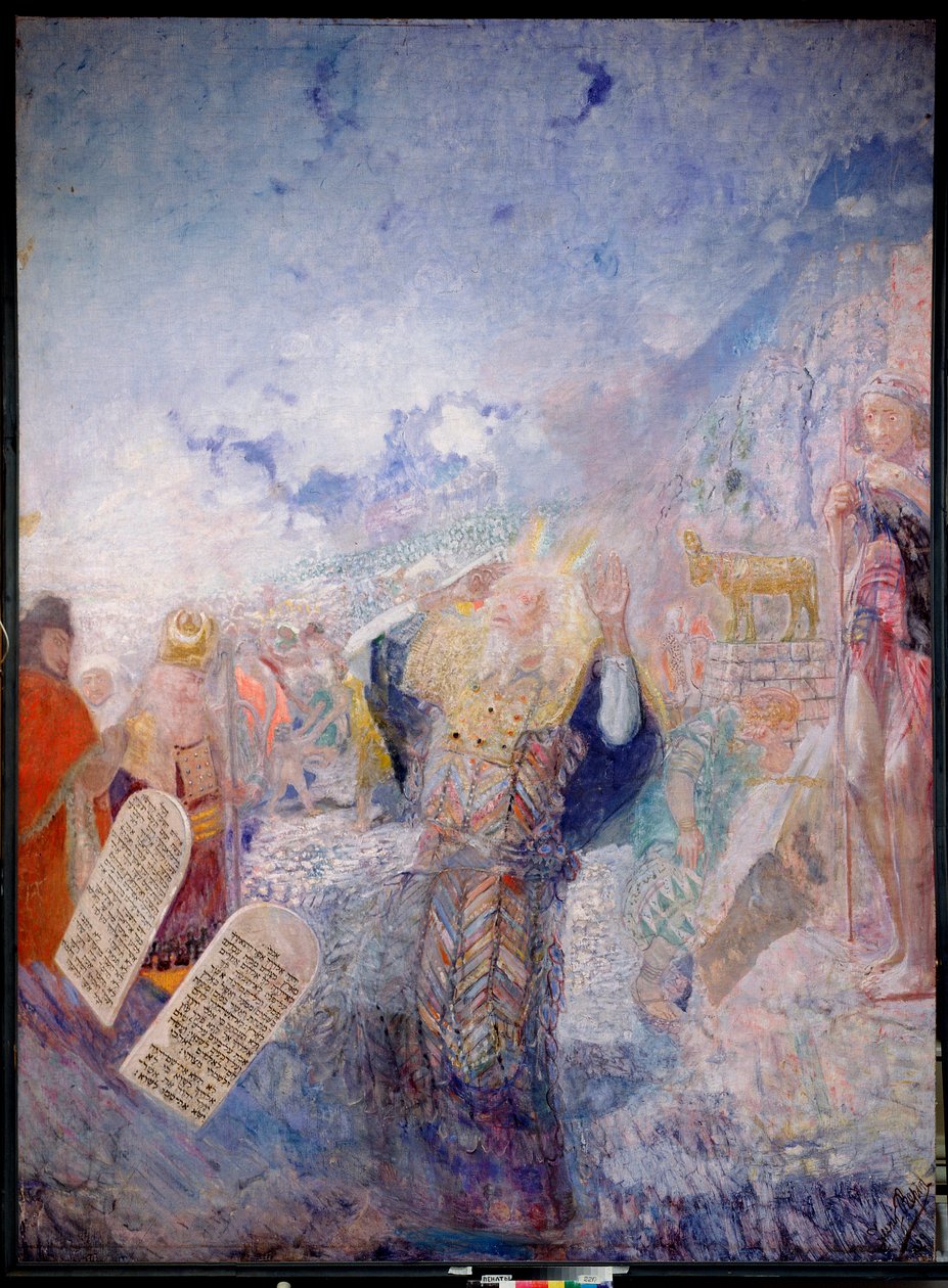 Mozes en de tien geboden. Achter hem, het Gouden Kalf door Ilya Efimovich Repin