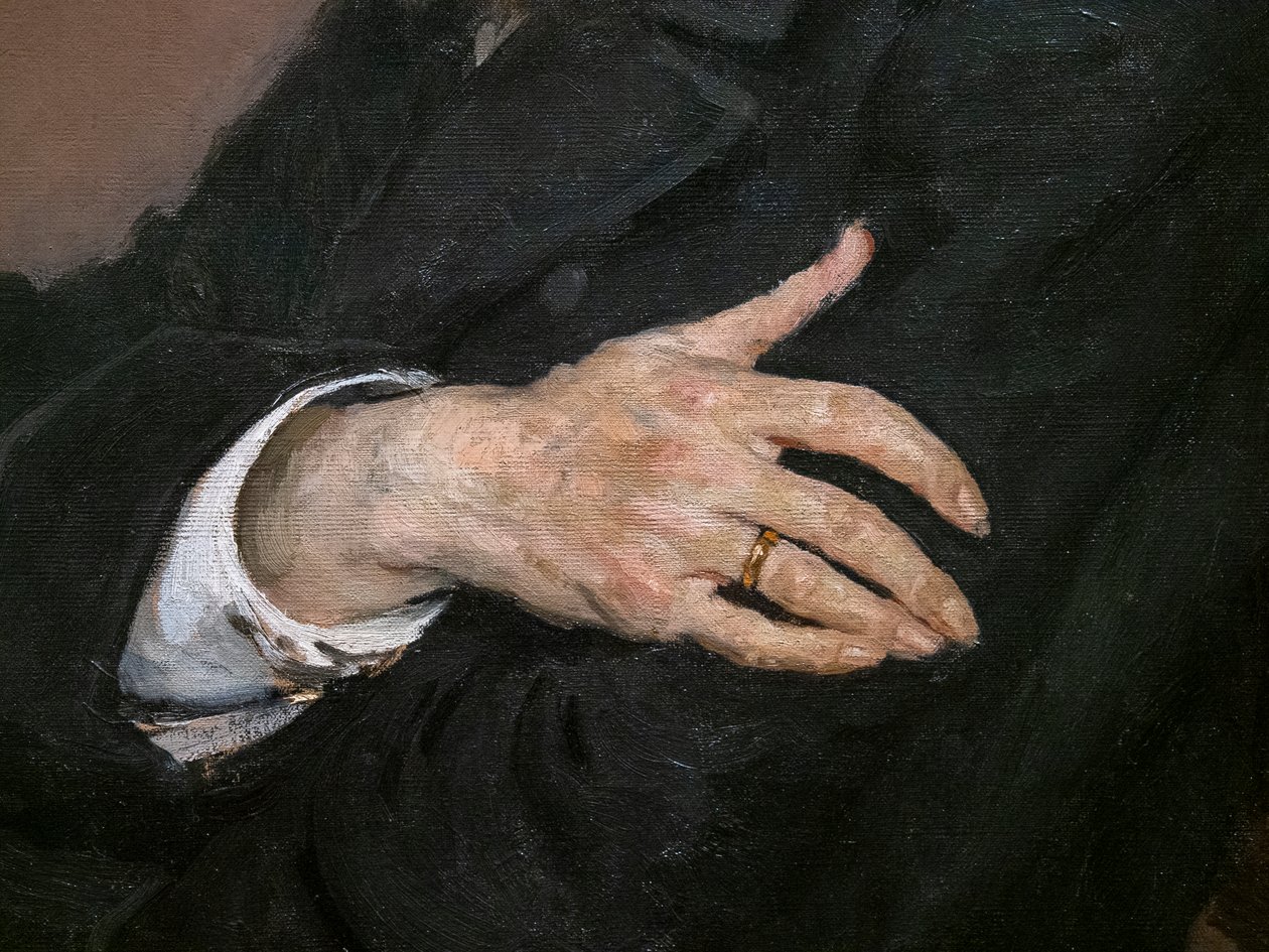 Portret van Pavel Mikhailovich Tretyakov (detail) door Ilya Efimovich Repin