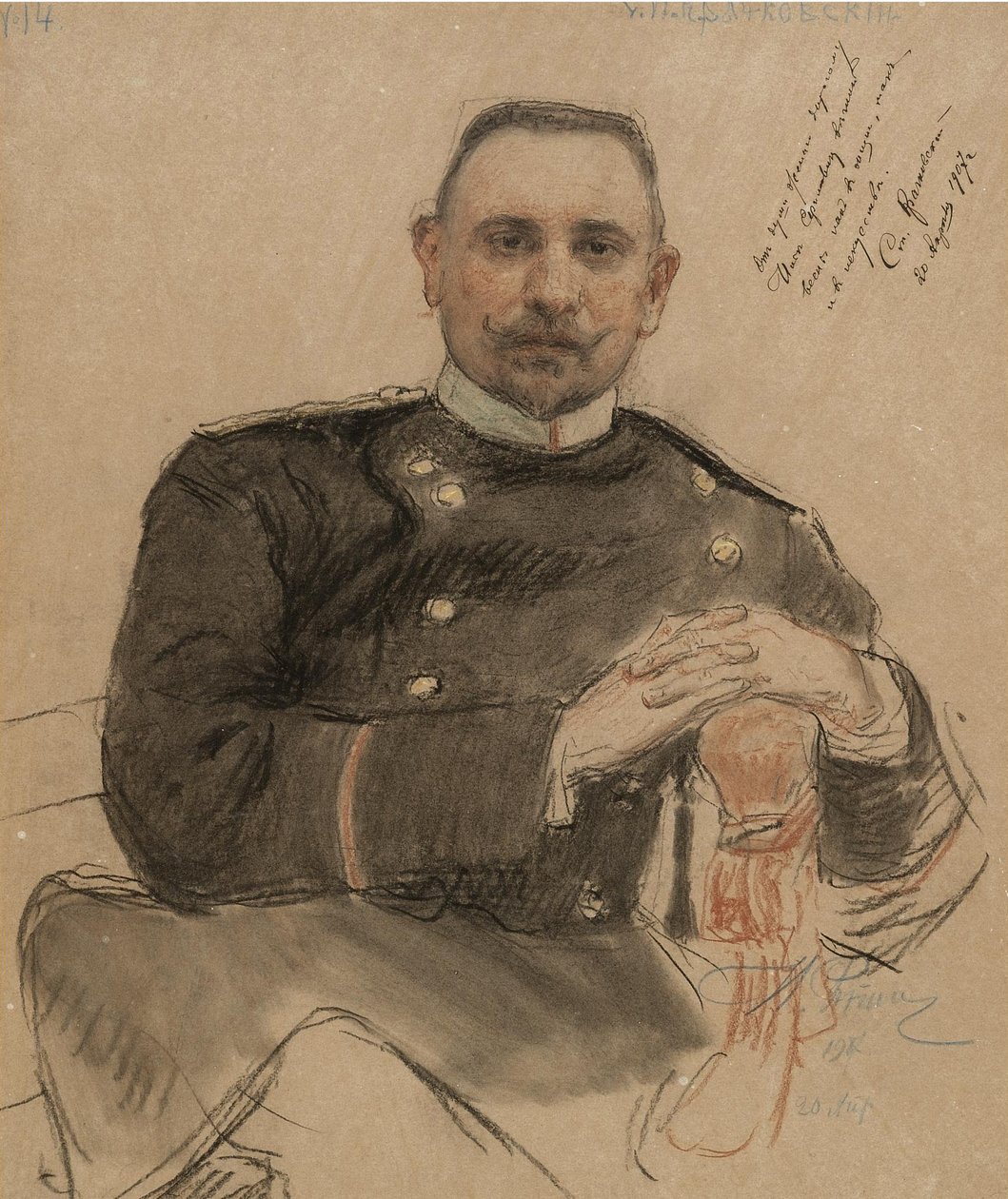 Portret van Stepan Petrovich Krachkovsky 1866-1913, 1907 door Ilya Efimovich Repin