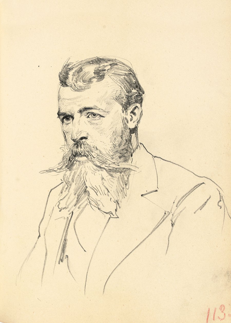 Portret van een man met snor en baard, c. 1872-1875 door Ilya Efimovich Repin