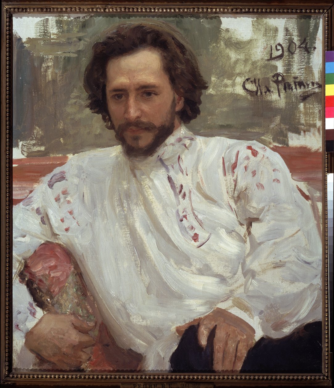 Portret van schrijver Leonid Andreiev door Ilya Efimovich Repin