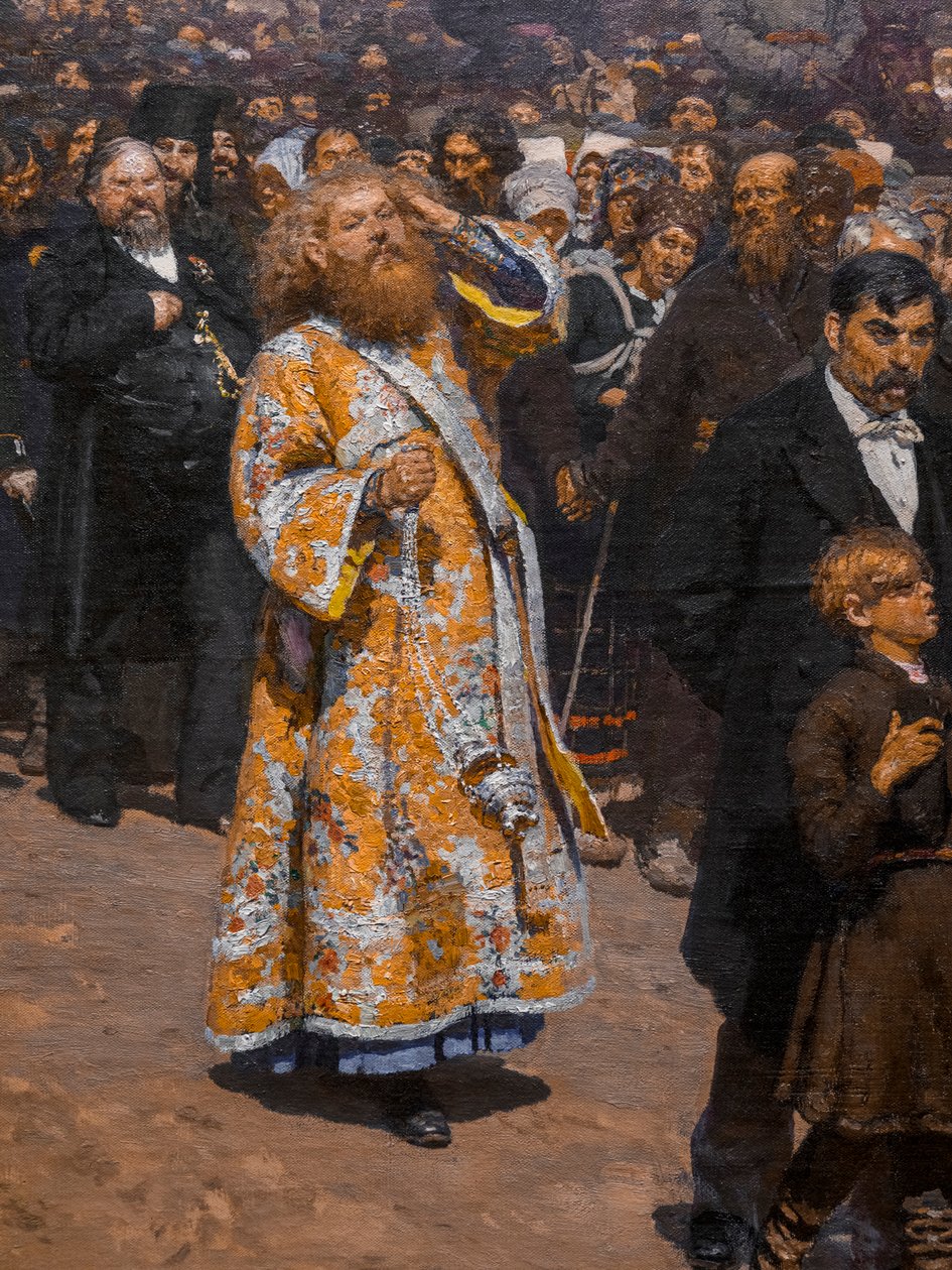Religieuze processie in de provincie Koersk (detail) door Ilya Efimovich Repin