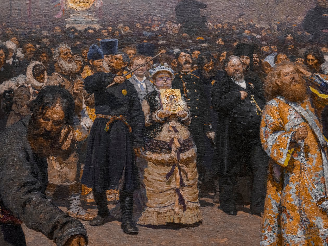 Religieuze processie in de provincie Koersk (detail) door Ilya Efimovich Repin