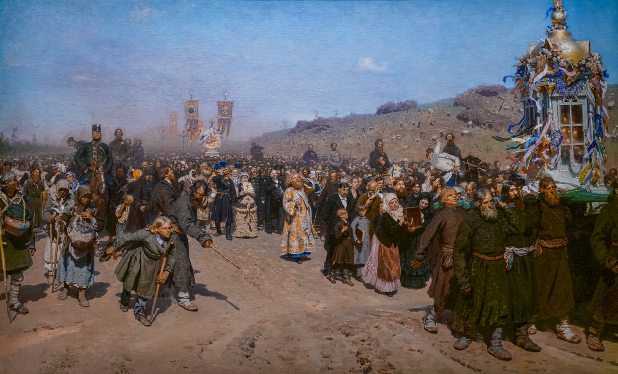 Religieuze processie in de provincie Koersk door Ilya Efimovich Repin