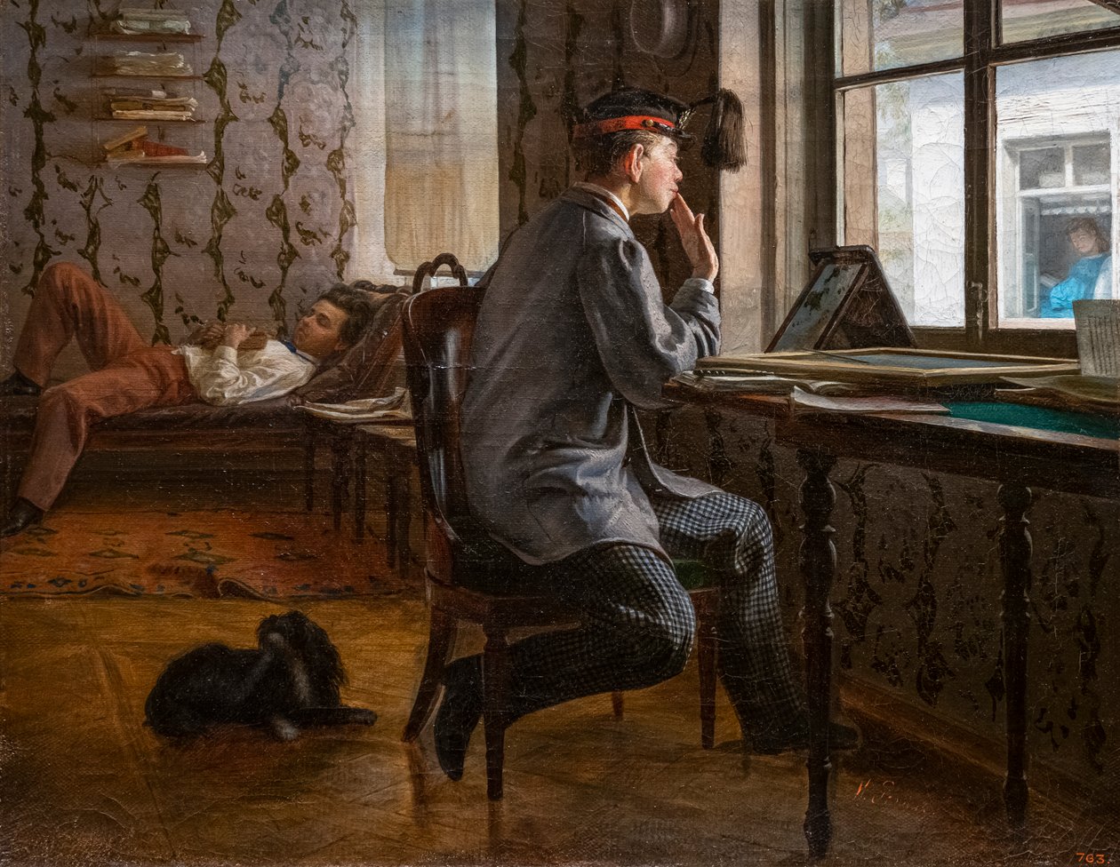 Studenten bereiden zich voor op een examen door Ilya Efimovich Repin