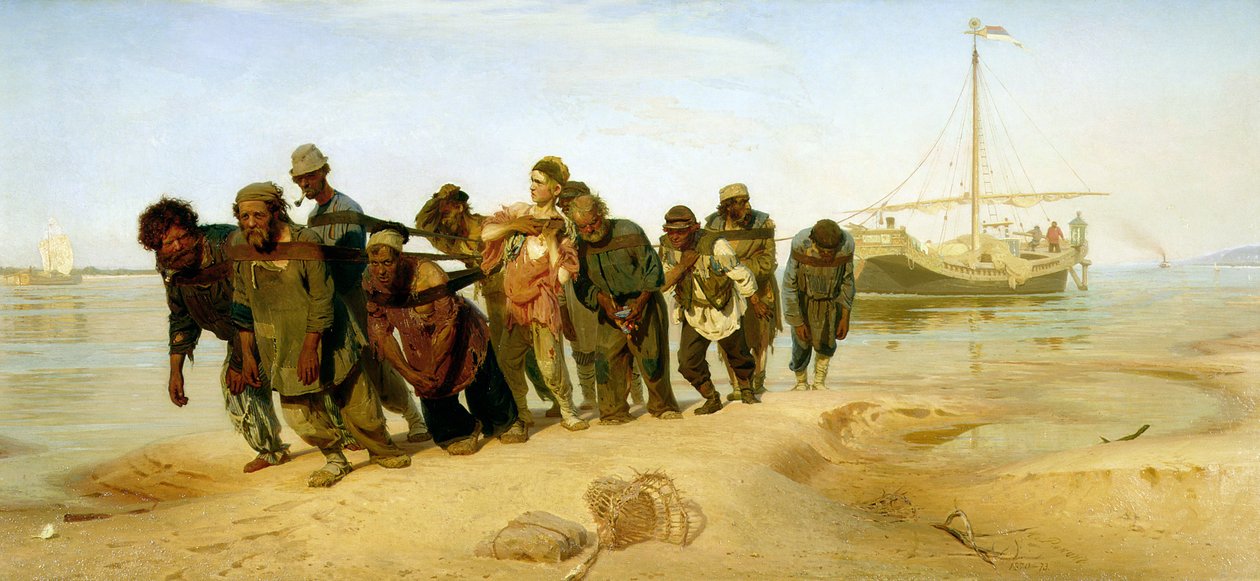 De schippers op de Wolga door Ilya Efimovich Repin
