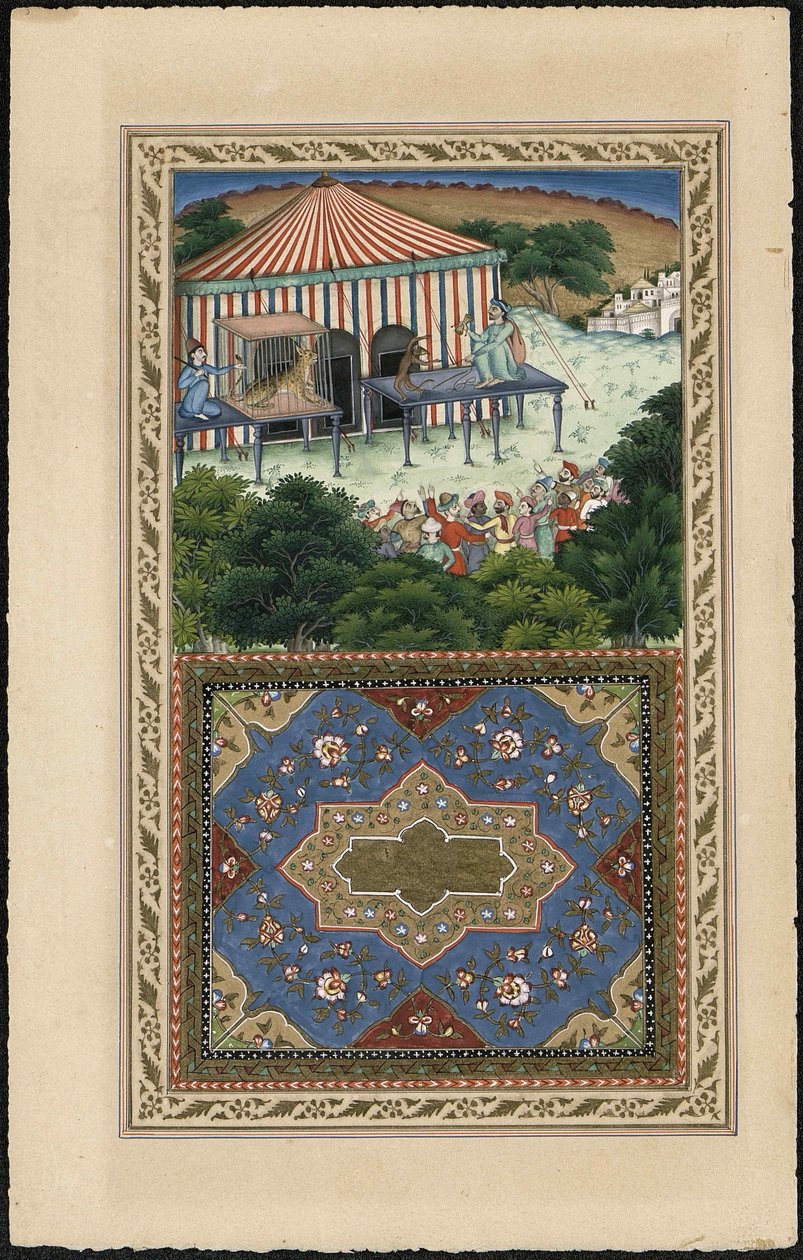 Le Singe et le Léopard De aap en de luipaard, 1837-1839 door Imam Bakhsh Lahori