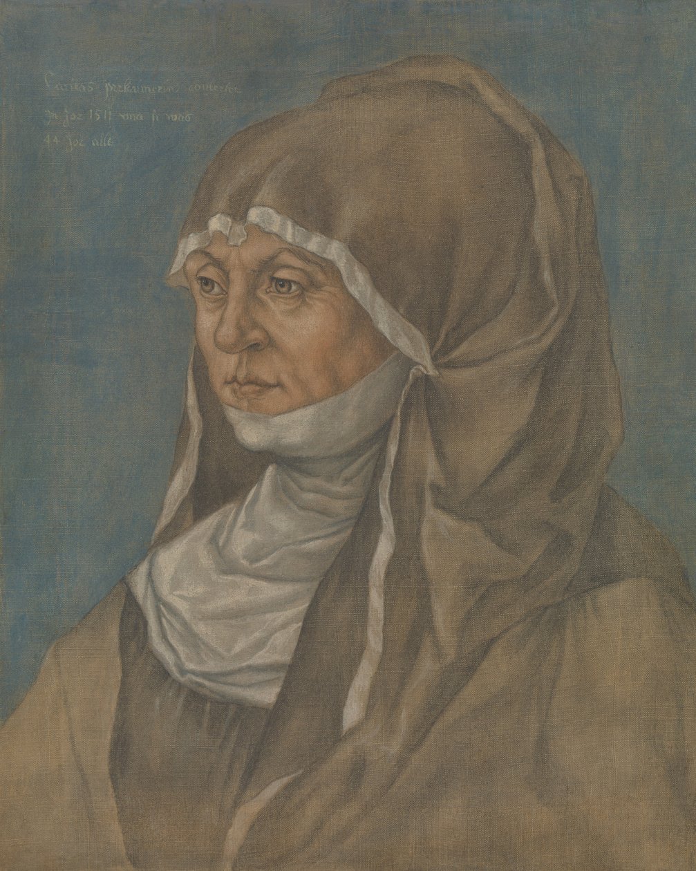 Portret van een vrouw, vermoedelijk Caritas Pirckheimer door Imitator of Albrecht Dürer