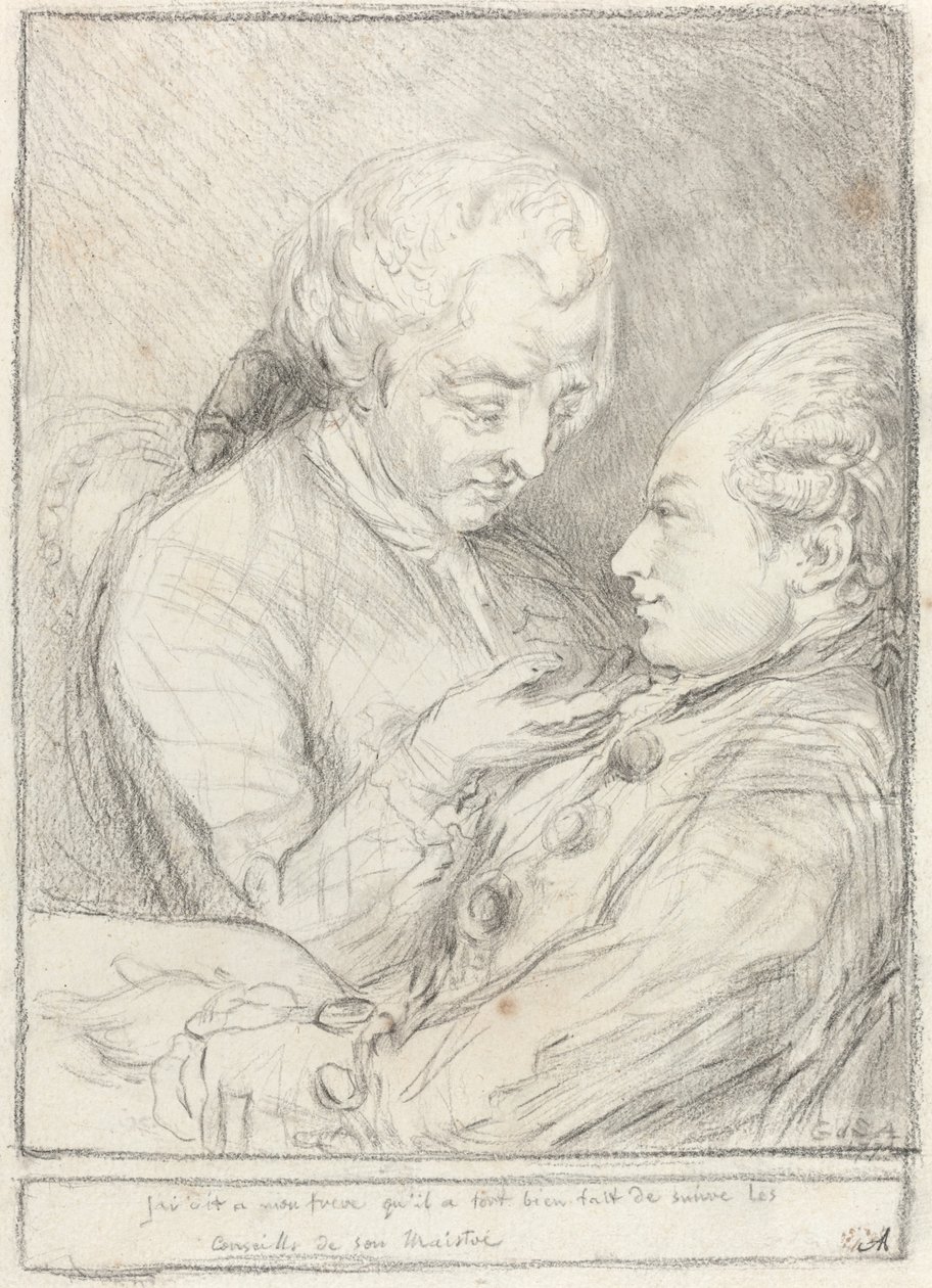 Portret van de Kunstenaar met Zijn Jongere Broer, Augustin Saint-Aubin door Imitator of Gabriel Jacques de Saint Aubin