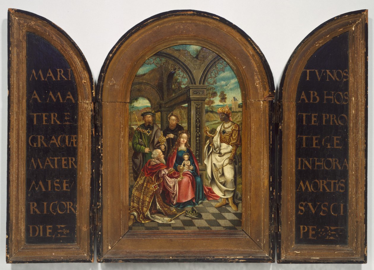 Aanbidding der Wijzen, waarschijnlijk zeventiende eeuw door Imitator of Netherlandish