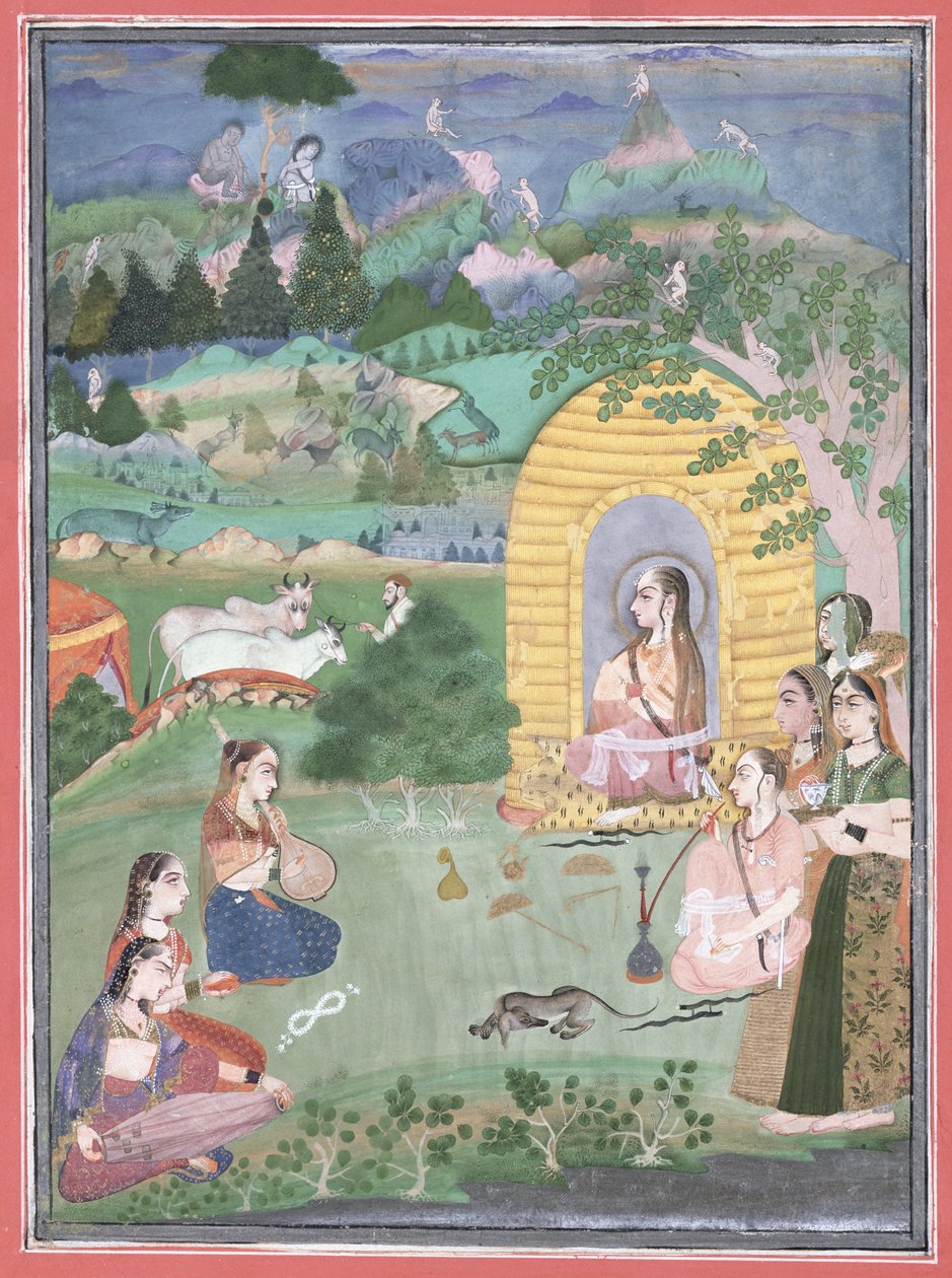 Miniatuurschilderij van een yogini in een landschap, Bikaner, 1680 door Indian School