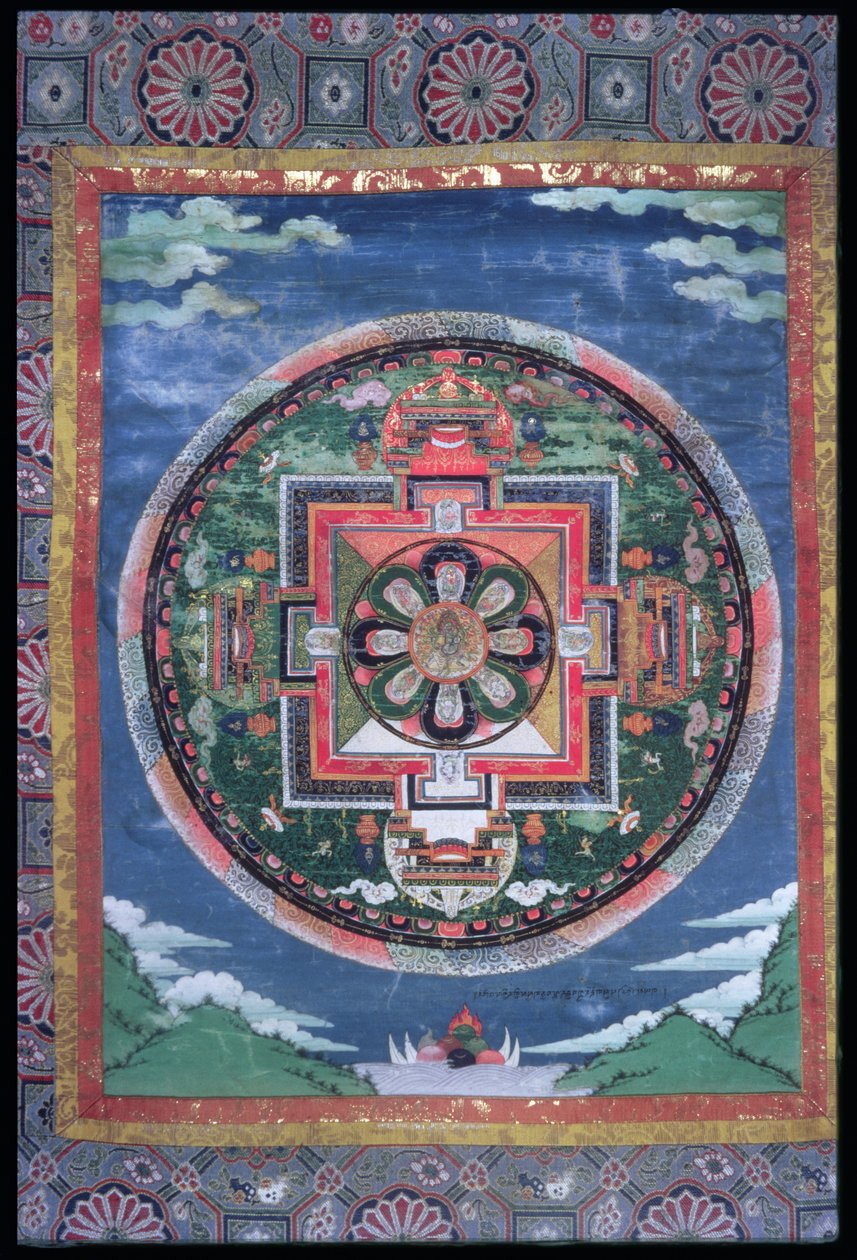 De Mystieke Cirkel van Phyag-rdor (Varjrapani) en de Acht Slangengoden met Vier Deurwachters, Mandala Vajrapani door Indian School