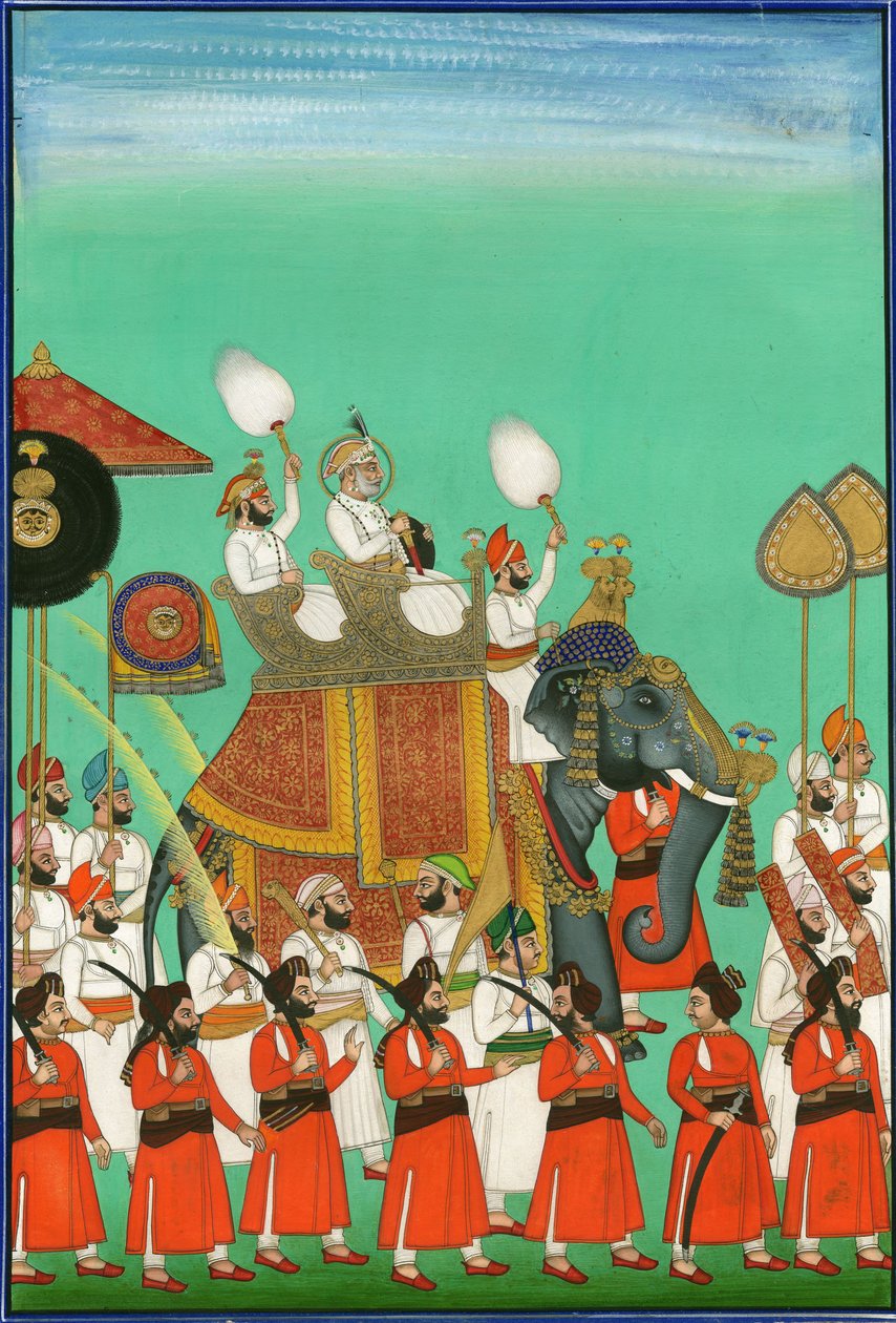 Radja van Jodhpur op een olifant, ca. 1780 door Indian Art