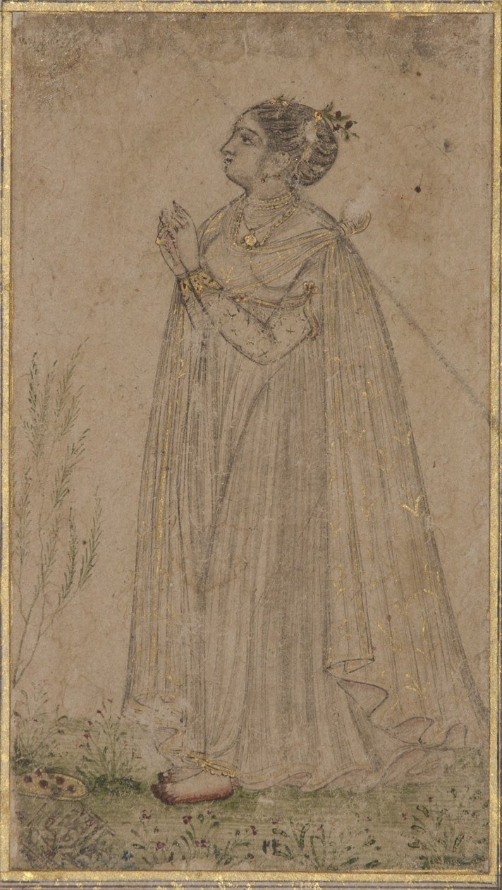 Een prinses aanbidt de zon, c.1600 door Indian School