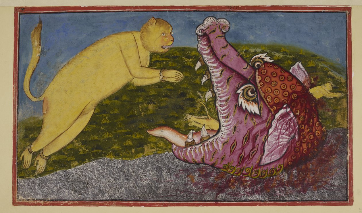 De moeder-van-slangen Surasā, die op de bodem van de oceaan woont, wordt door de goden onder druk gezet om Hanuman te testen en heeft zichzelf veranderd in een groot zeemonster met machtige kaken, rood, paars en met tanden. Hoe wijd ze haar door Indian School