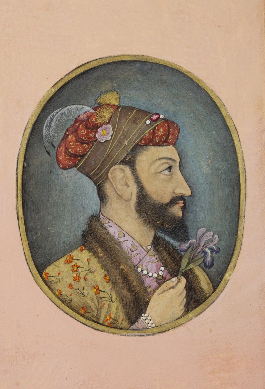 Aurangzeb Bahadur met een iris, c.1650 door Indian School