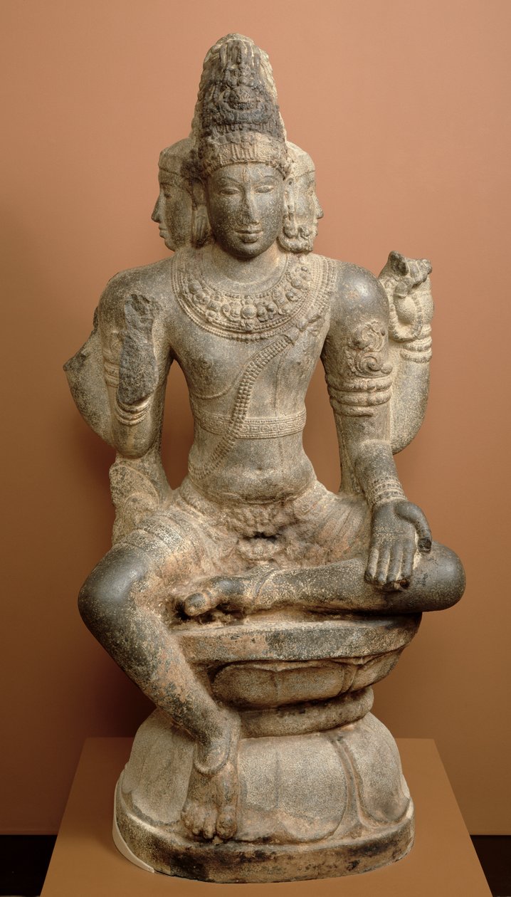 Brahma, Chola-dynastie (graniet met sporen van gesso en rode pigment) door Indian School