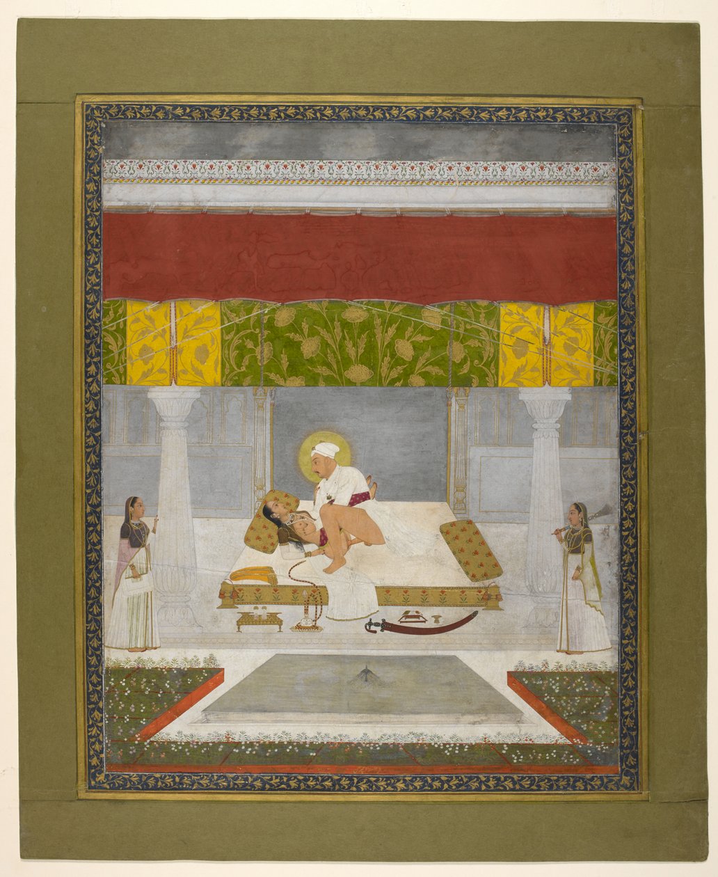 Chitarman II (Kalyan Das), Muhammad Shah die de liefde bedrijft, ca.1735 door Indian School
