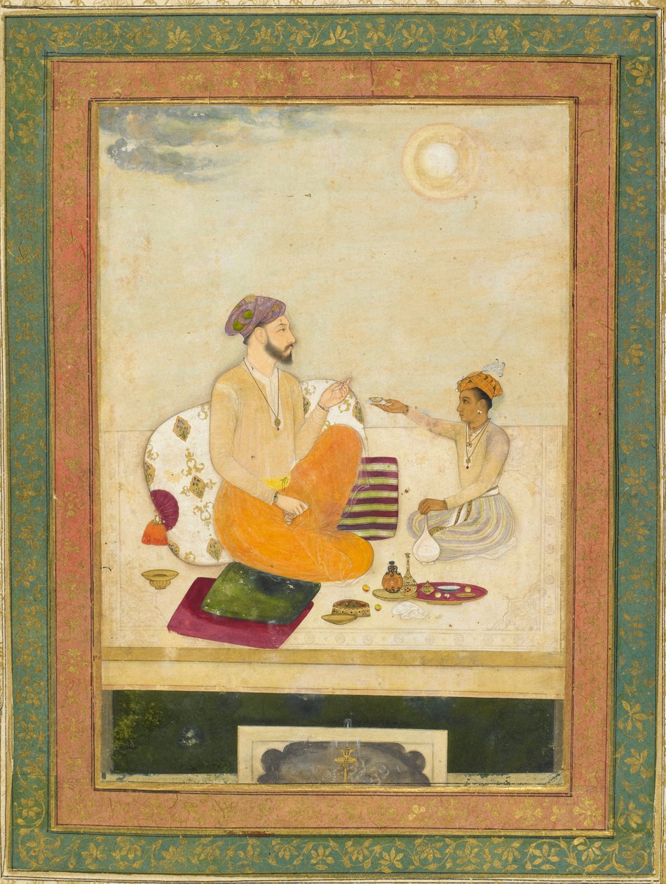 Dara Shikoh biedt een wijnglas aan Shah Jahan aan door Indian School