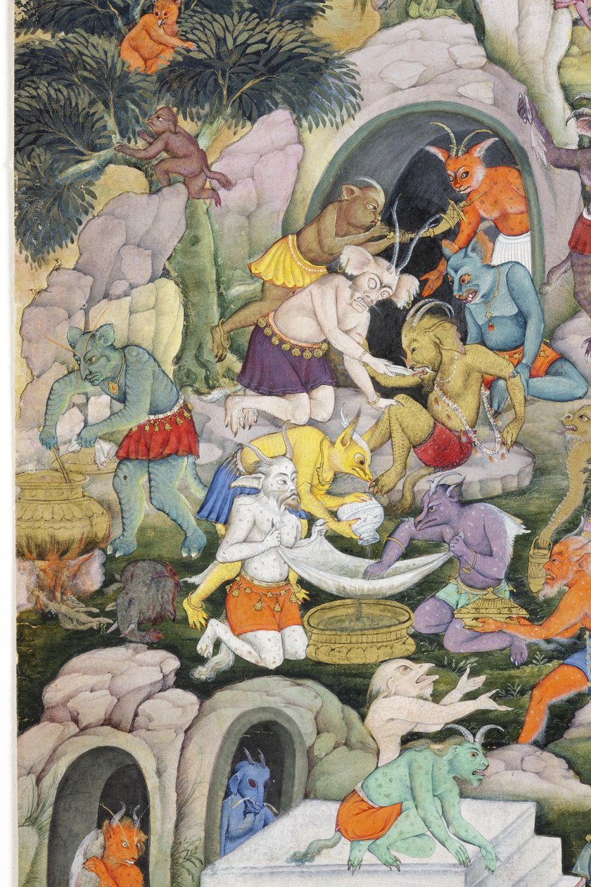 (detail) Demonen in een wild landschap, c.1600 door Indian School