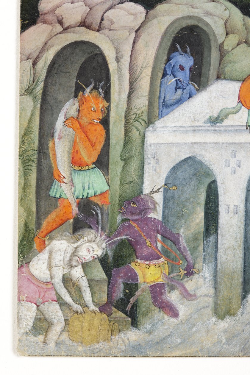 (detail) Demonen in een wild landschap, c.1600 door Indian School