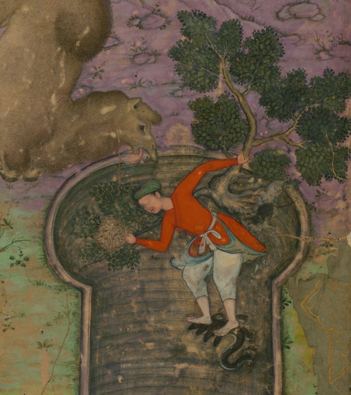 Detail van een illustratie uit "Anv?r-i Suhayl?" door Indian School