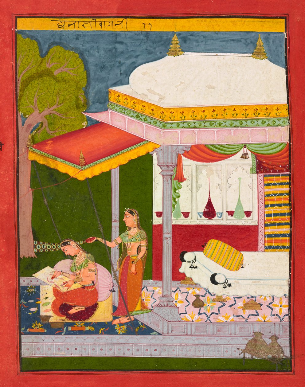 Dhanasri Ragini, folio uit een Ragamala, ca. 1680 door Indian School