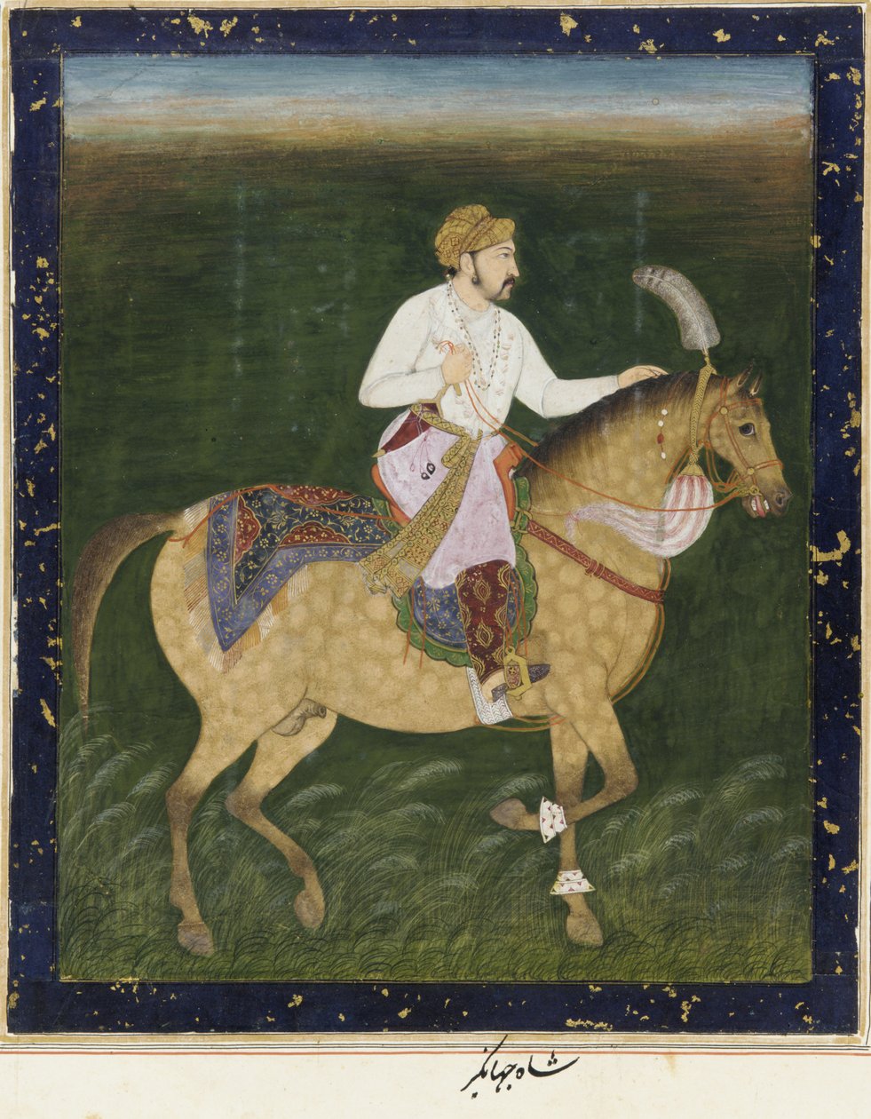 Ruiterportret van Jahangir, los album folio met schilderij, ca. 1900 door Indian School