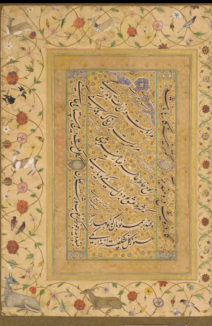 Folio uit het Late Shahjahan Album (Een Gedicht door Amir Shahi) India, Mughal dynastie door Indian School