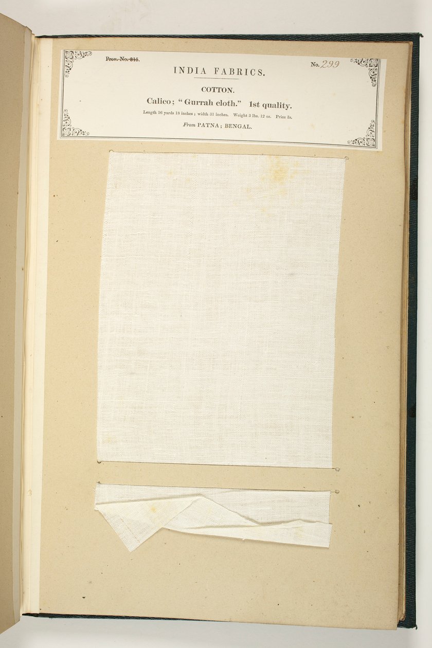 Gurrah-stof, Patna, Bengalen, uit De Collectie van de Textielfabrikanten van India, door John Forbes Watson, uitgegeven in 1866 door Indian School