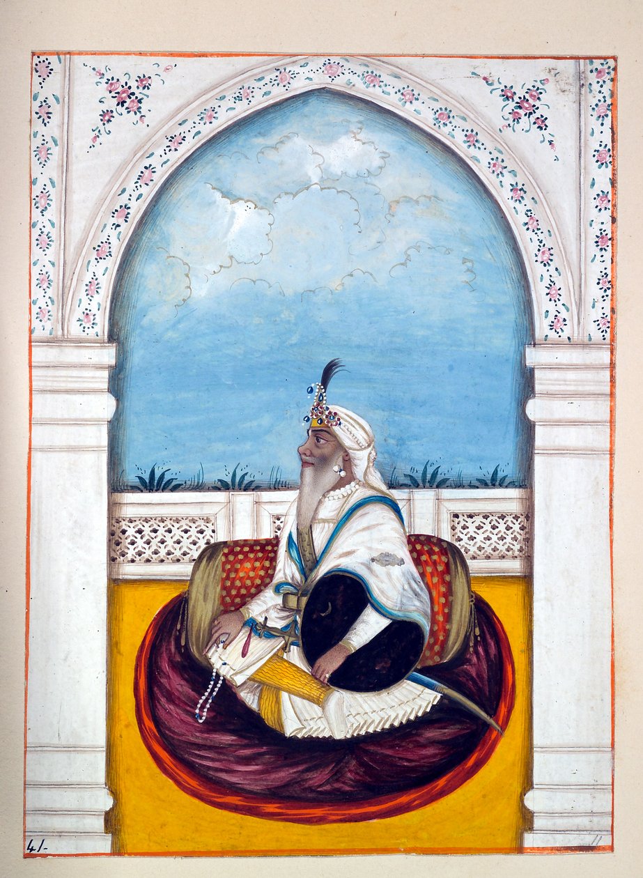 Jemadar Khushyal Singh, uit Het Koninkrijk van Punjab, zijn Heersers en Hoofden, deel II, een volume van 30 aquarelstudies door een onbekende Indiase kunstenaar, ca. 1840 door Indian School