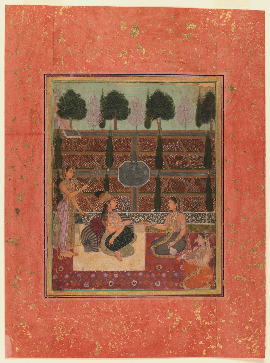 Dames op een terras, Mughal stijl, ca.1700-10 door Indian School
