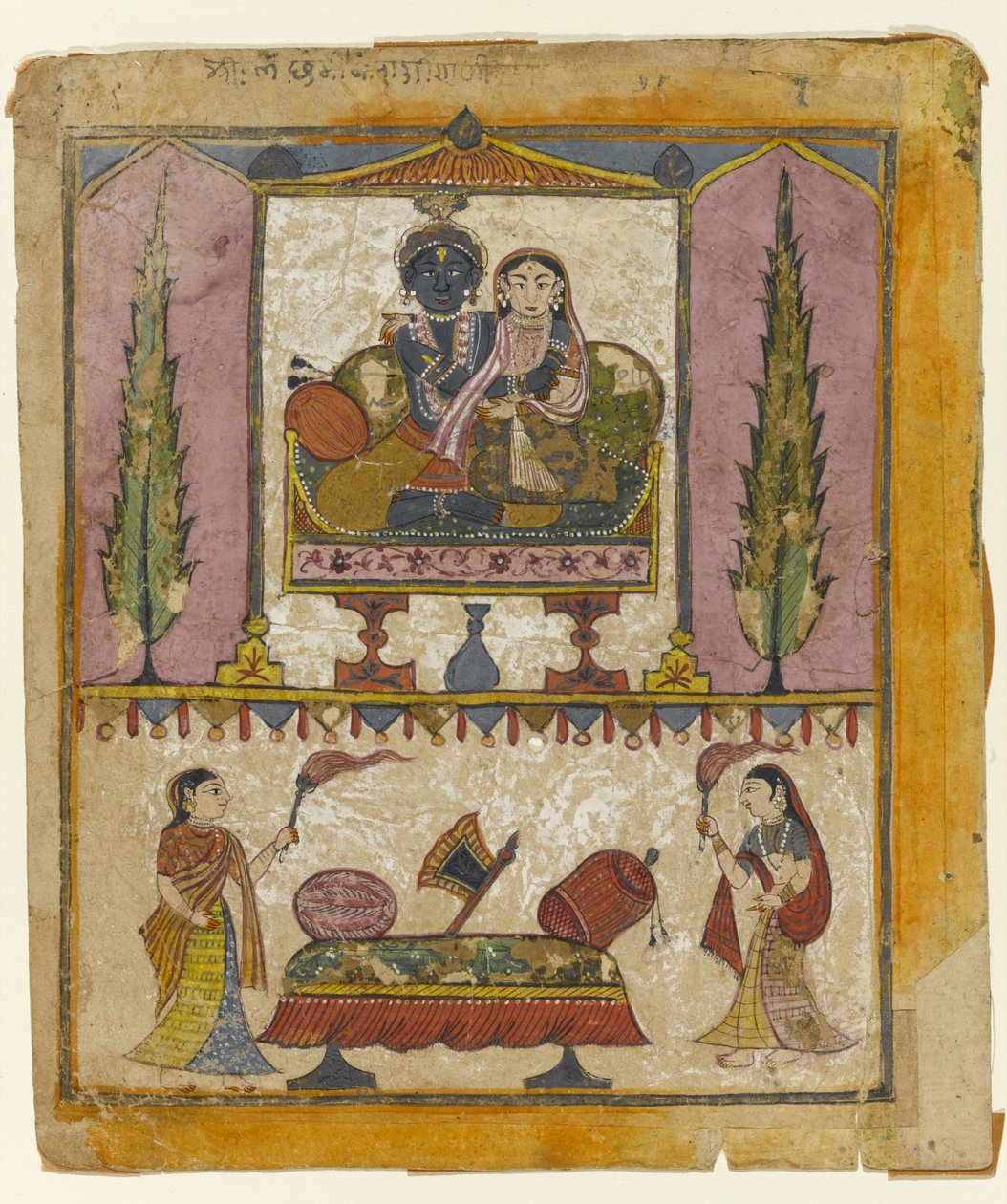 Lakshmi Naryana, frontispice uit de Tula Ram Bhagavata Purana door Indian School