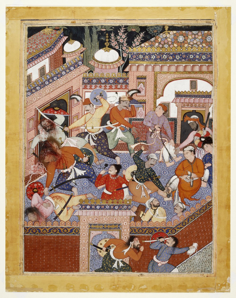 Geleid door Songhur Balkhi en Lulu de Spion, de Ayyars snijden de kelen van gevangenisbewakers door en bevrijden Said Farrukh-Nizhad, 1557 - 1572 door Indian School