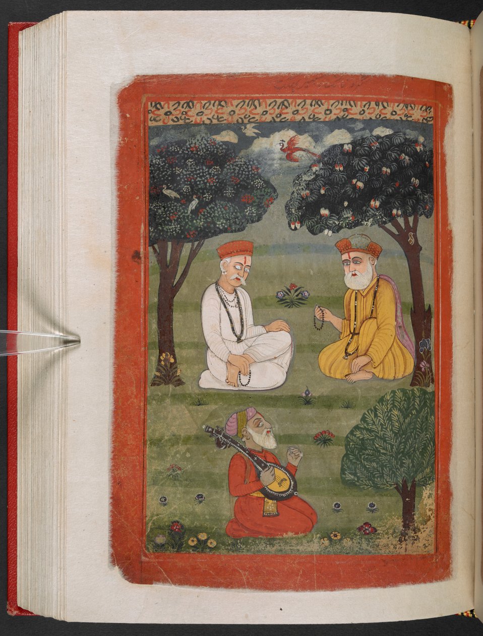 Bhagat Kabir ji en Guru Nanak Dev ji ontmoeten elkaar, illustratie uit de 
