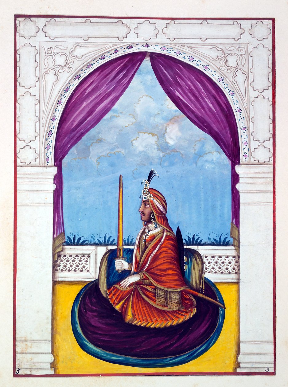 Maharajah Nao Nihal Singh, uit Het Koninkrijk van Punjab, zijn Heersers en Hoofden, deel I, een deel van 27 aquarelstudies door een onbekende Indiase kunstenaar, ca. 1840 door Indian School