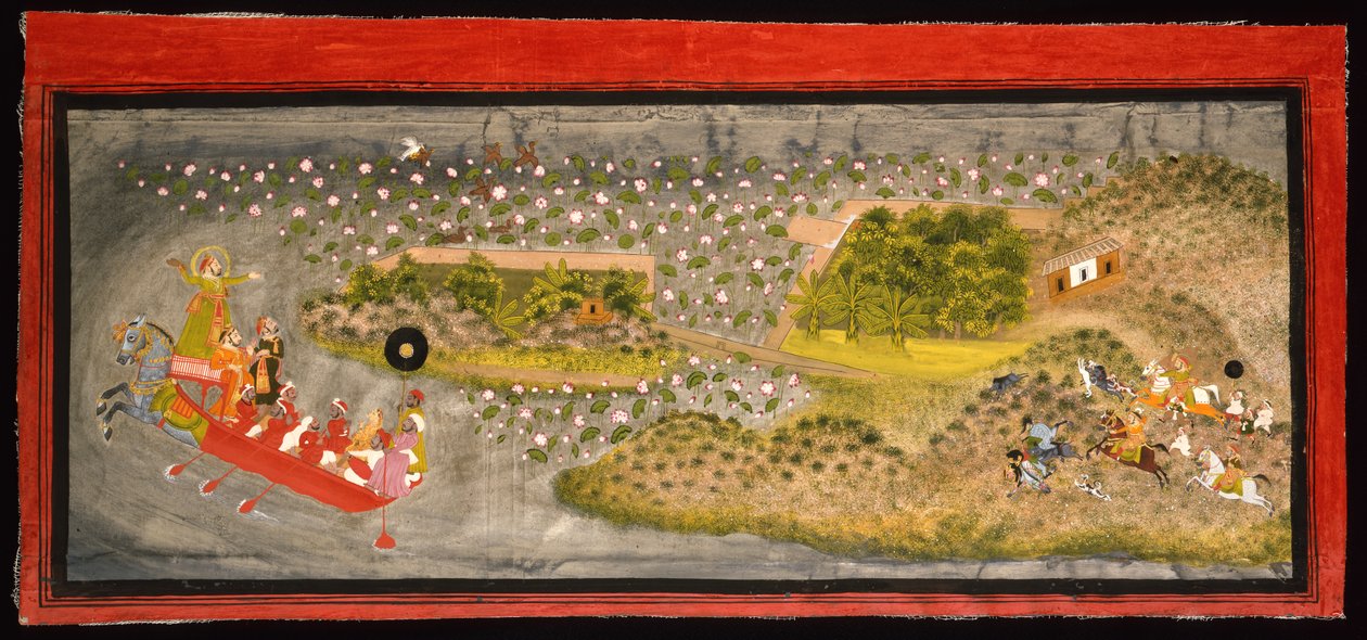 Maharana Jagat Singh II op jacht en zwijnenjacht door Indian School