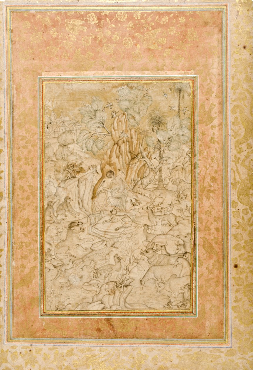 Majnun in de wildernis, c.1595 door Indian School